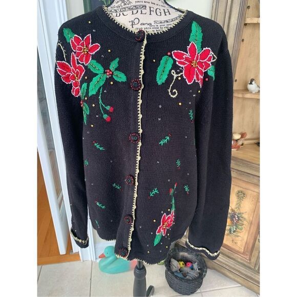 REFERENCE POINT NEW YORK Embroidered Christmas Cardigan - Picture 1 of 11